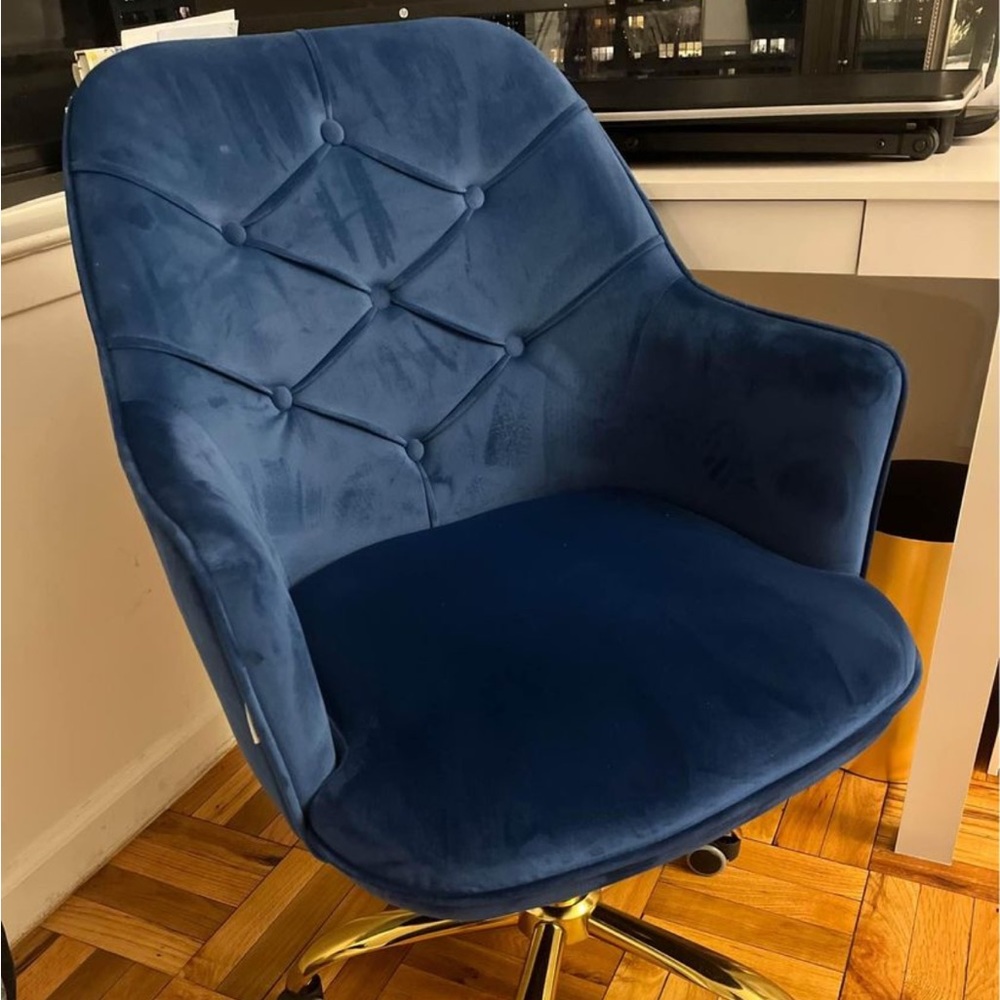 Navy blue velvet desk swivel chair
